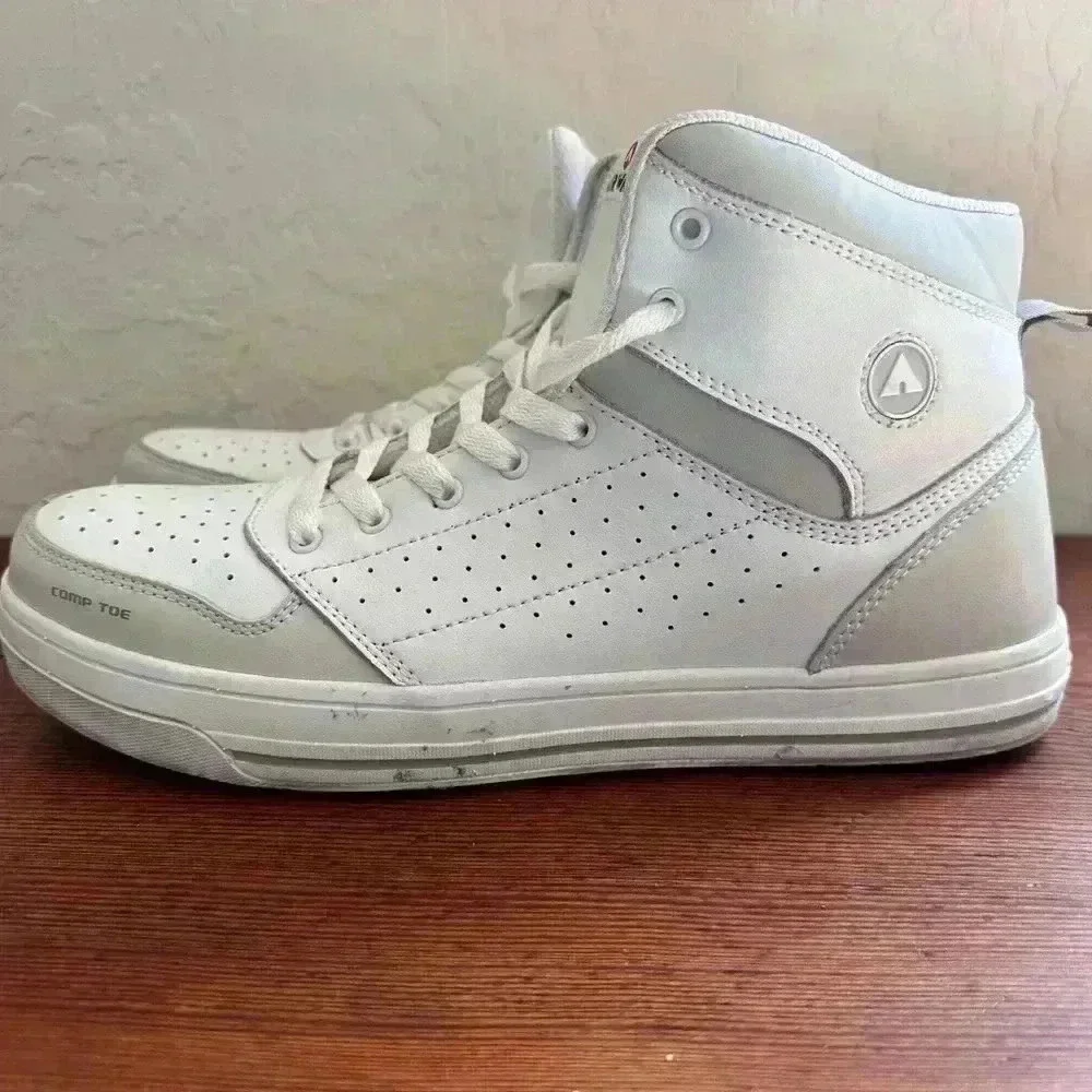 Airwalk Safety Mens Arena Mid Composite Toe Work Shoe White Grey Aw6452 Size 13